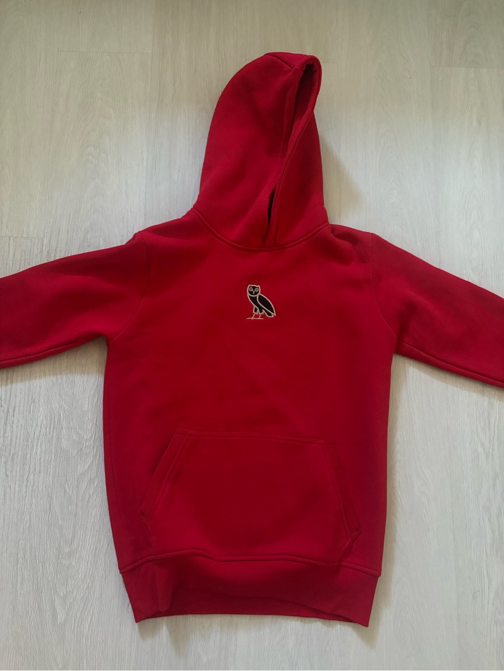 OVO Red Hooded Pullover with Owl Logo